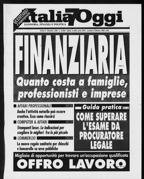 Italia oggi : quotidiano di economia finanza e politica